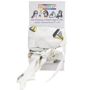 ColorPlay Womens Scarf White Sailboats Print Versatile Diamond 14" x 45" Yellow